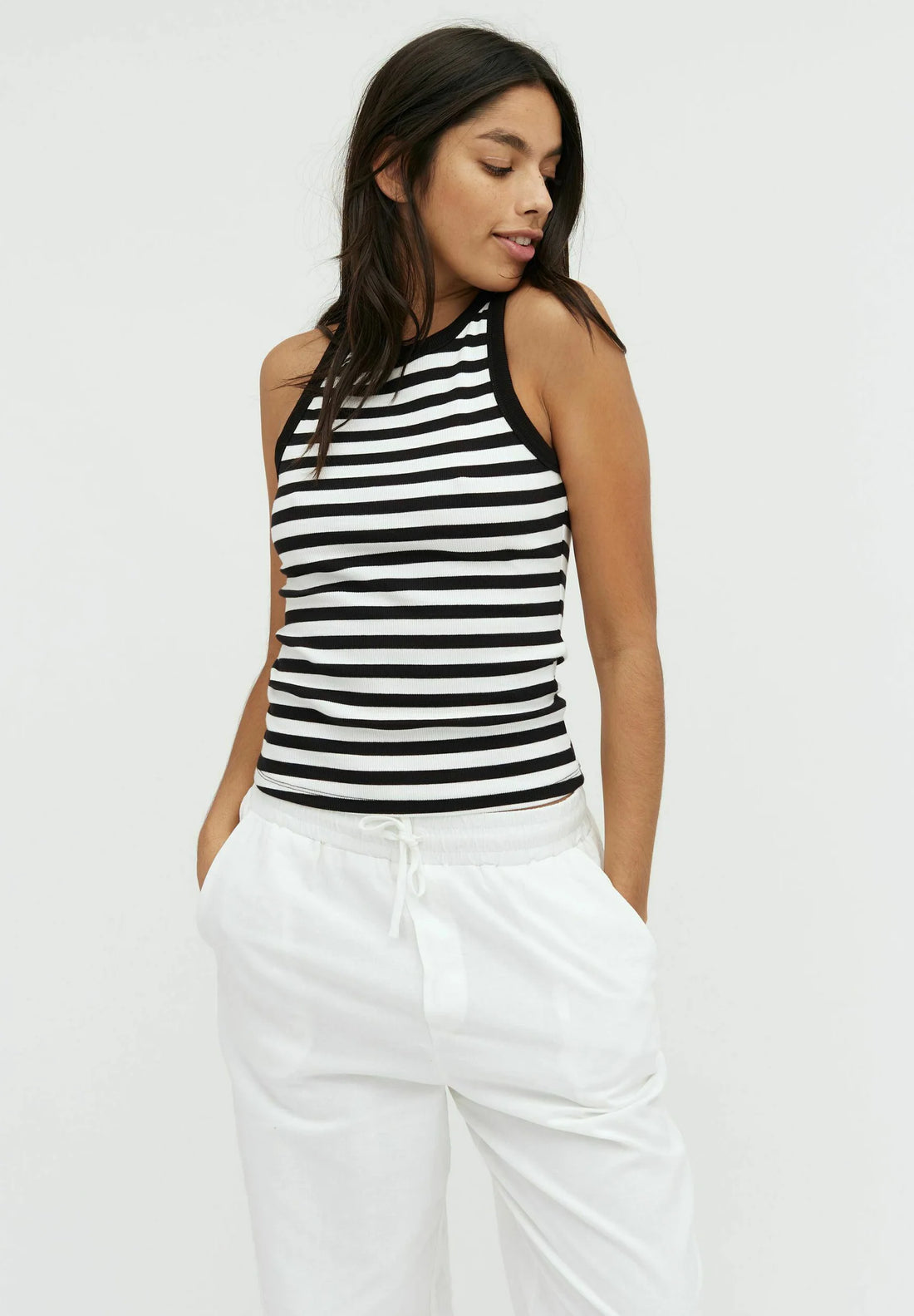 MbyM Jaxson-M Top - White Black Striped