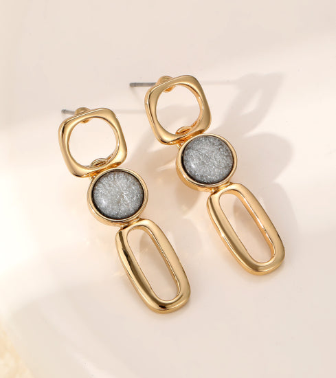 Maria Links Earrings with Blue Sparkle in Gold