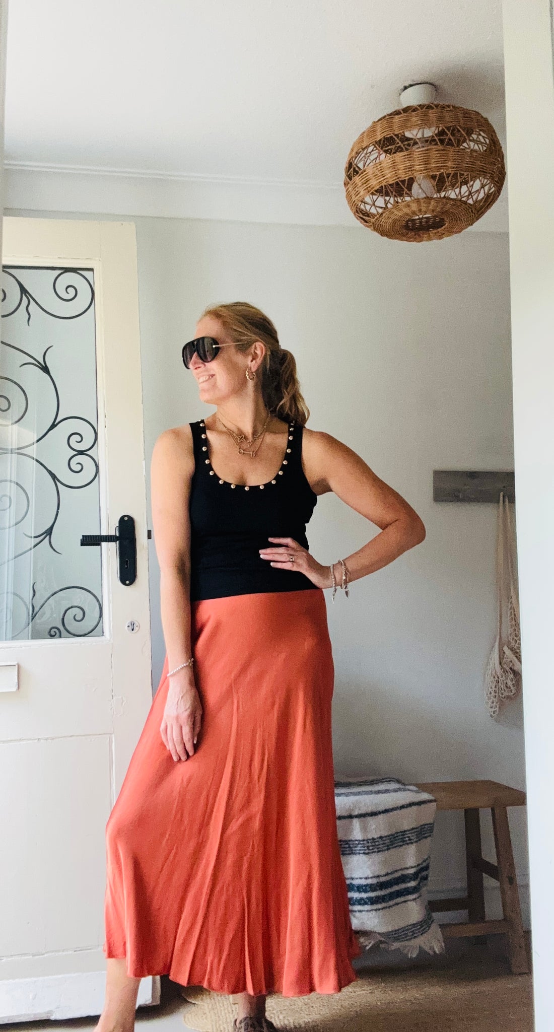 Moma Satin Slip Skirt In Copper (ONE SIZE)