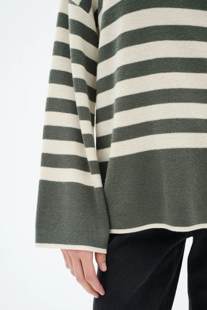 Inwear Gittel Agave Green Cashmere Mix Stripe Pullover