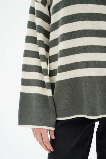 Inwear Gittel Agave Green Cashmere Mix Stripe Pullover