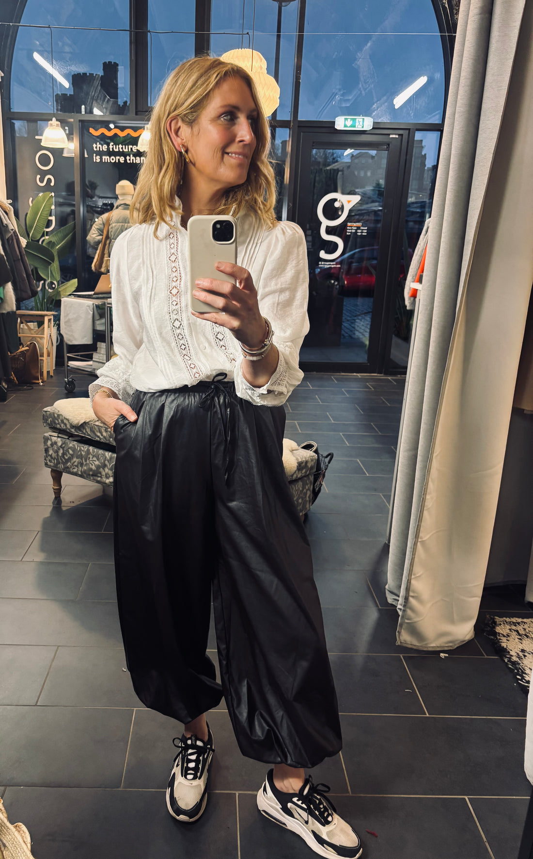 Eloise Barrel Faux Leather Vegan Trouser in Chocolate Brown (ONE SIZE)