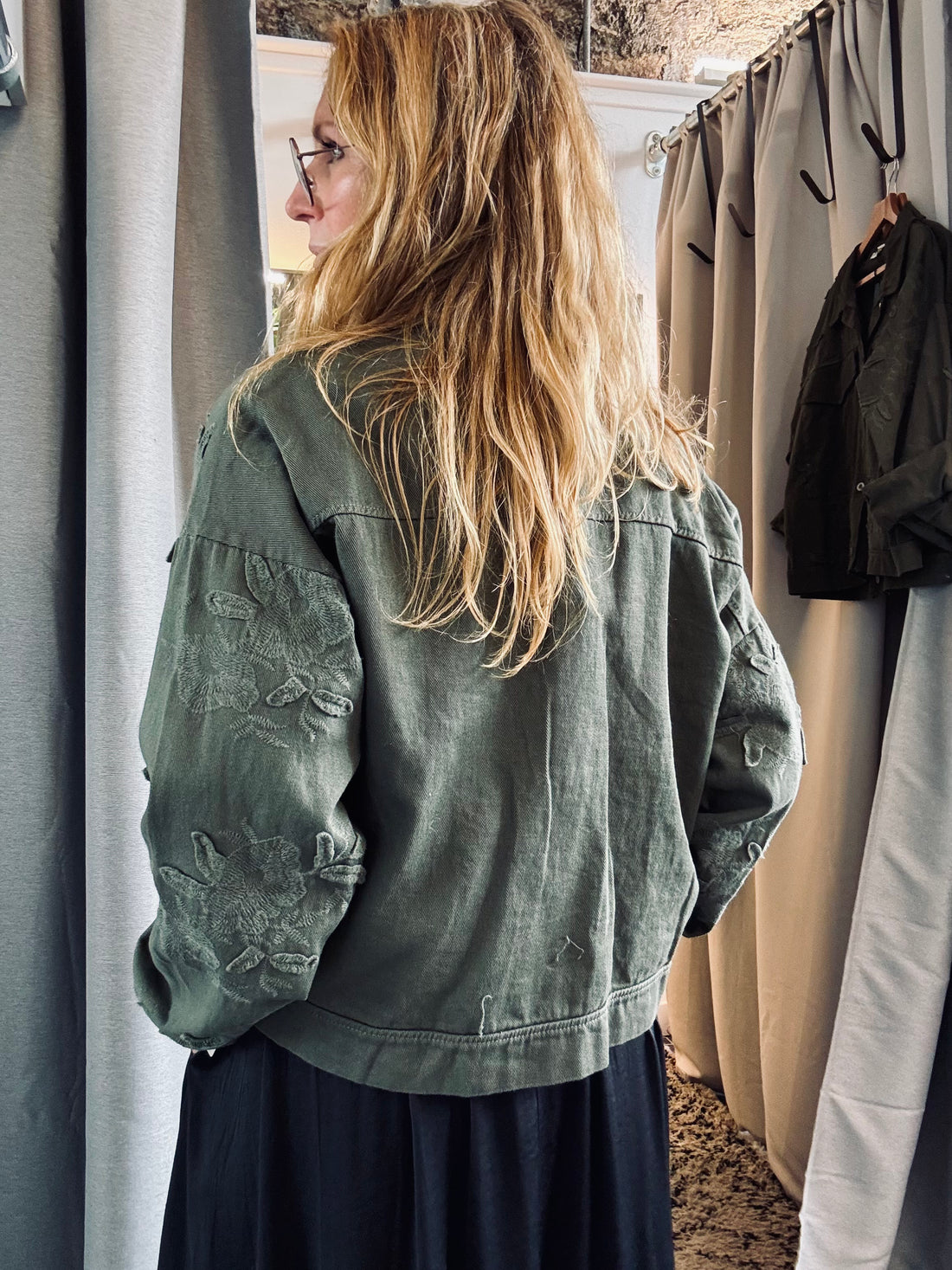 Khaki Embroidered Jacket