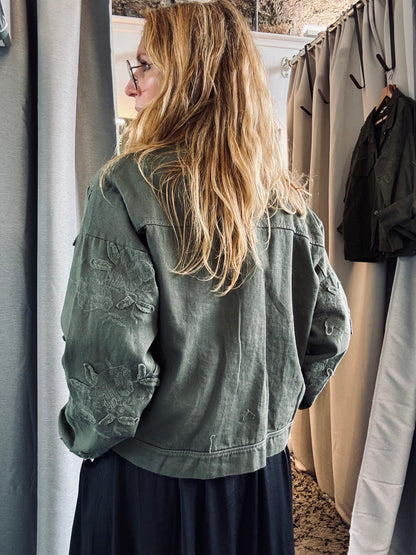 Khaki Embroidered Jacket