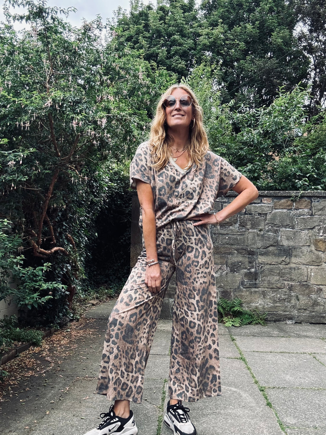 Mary Leopard Print Trouser with Glitter Threads (ONE SIZE)