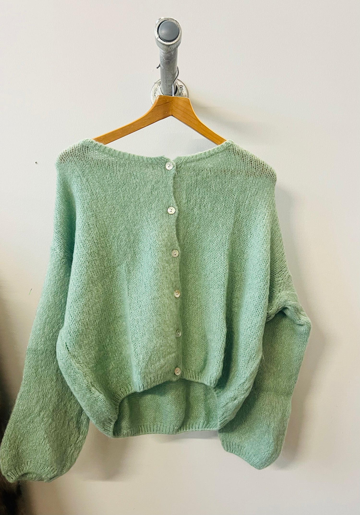 Tilly Mohair Cardigan in Mint Green (Long Sleeved) (ONE SIZE)
