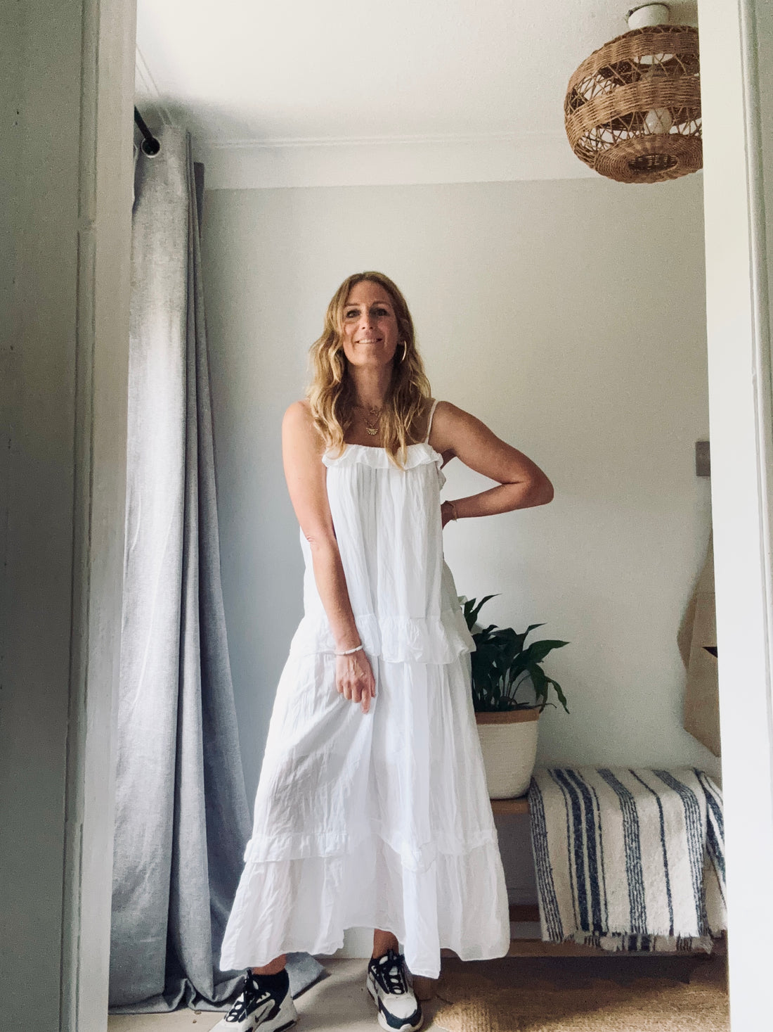 Francine Strappy Dress in White (One Size)