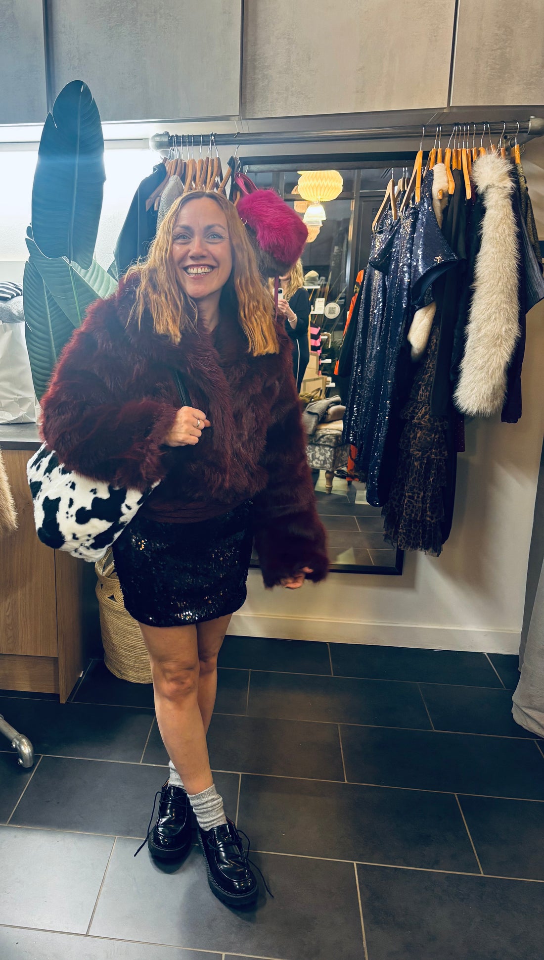 Amelia Short Stretch Skirt in Chocolate Black (ONE SIZE)