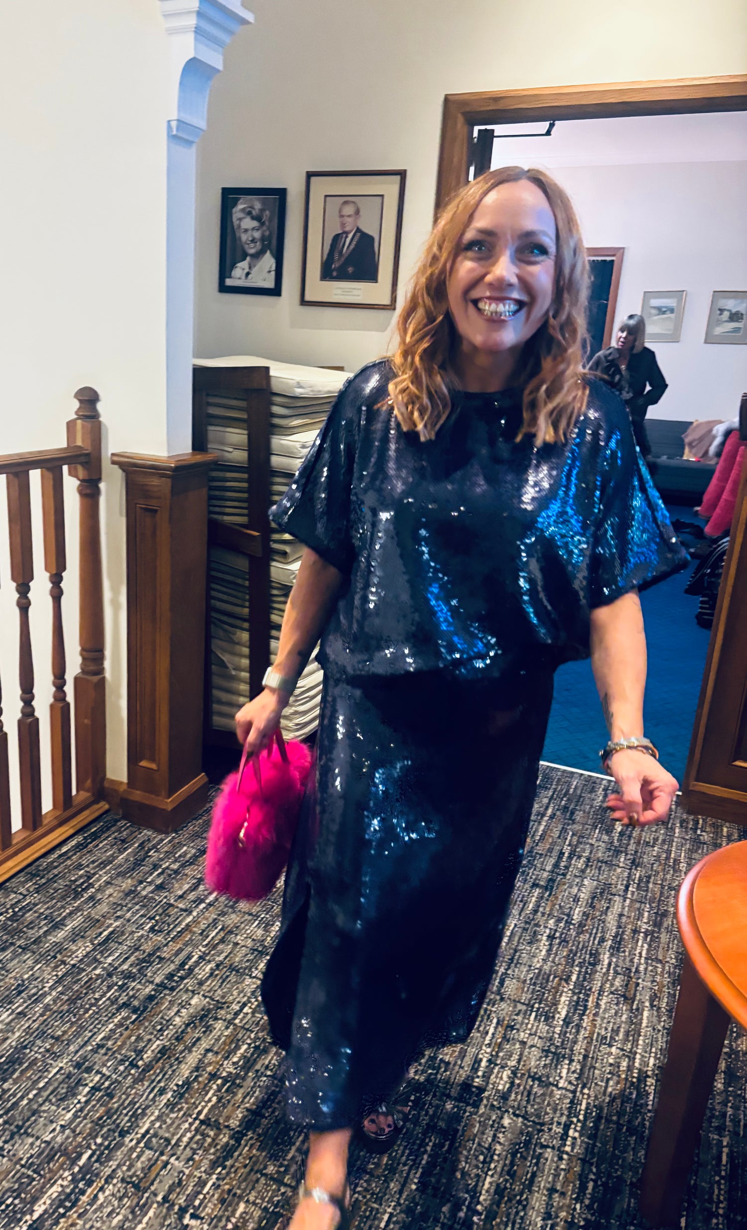 FRNCH Ross Sequin Skirt in Bleu Jeans