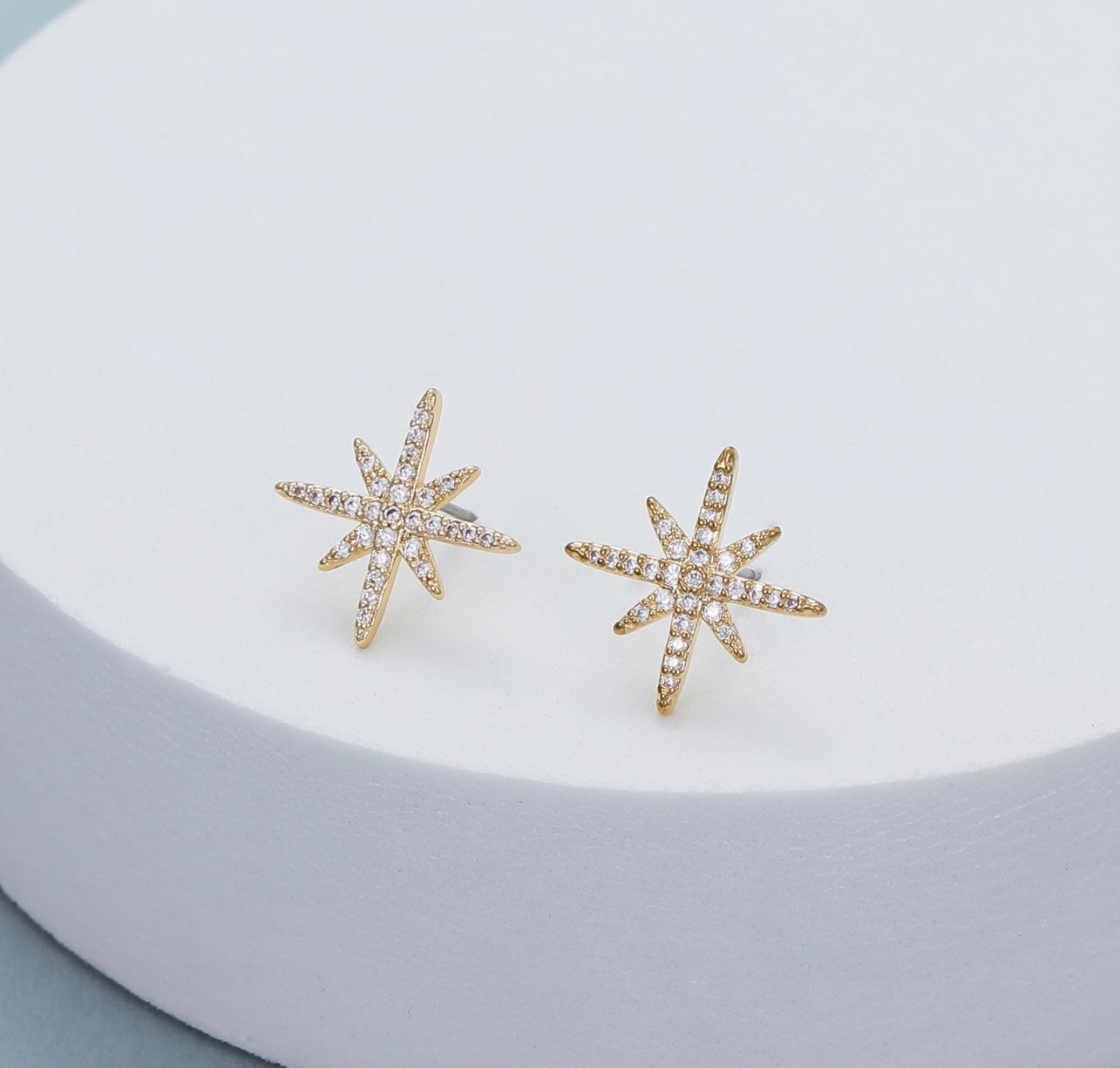 Crystal Star Earring In Bright Gold