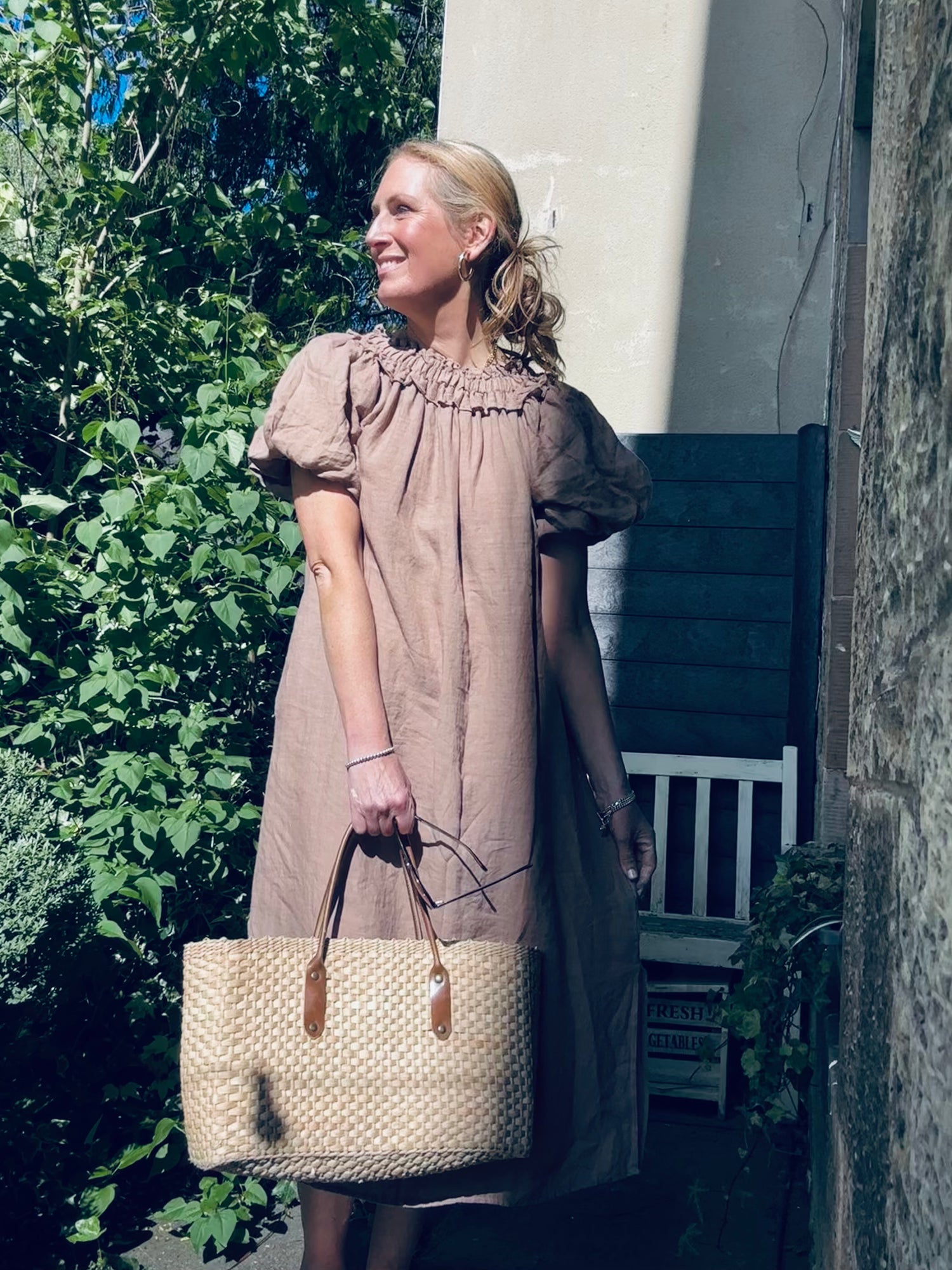 Mocha Puff Sleeve Dress (one size)