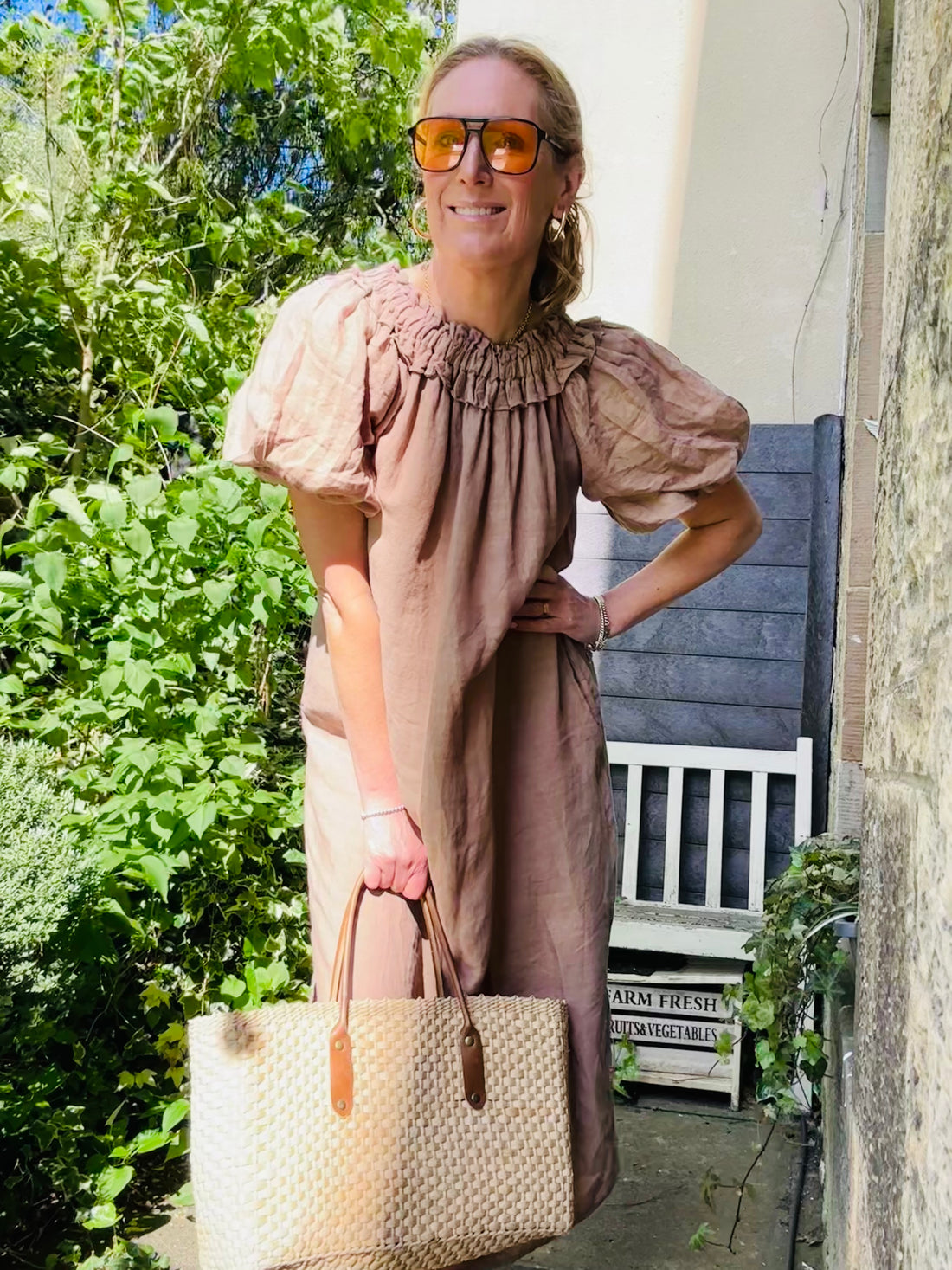 Mocha Puff Sleeve Dress (one size)