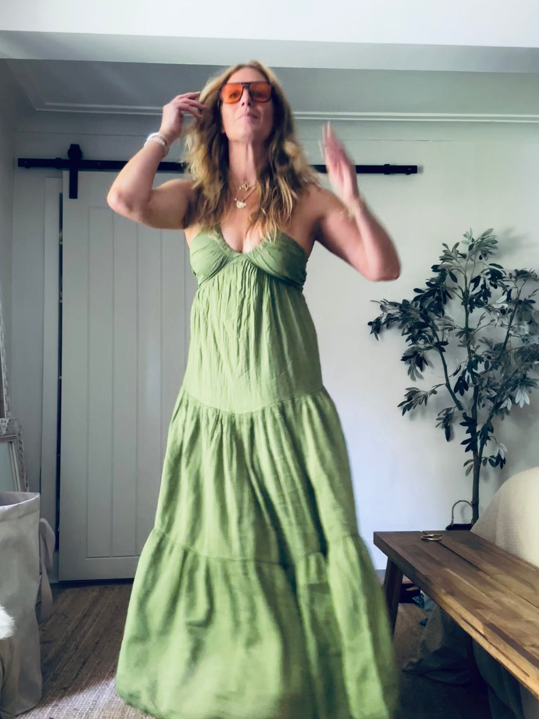 Lauren Halter Neck Dress in olive (One Size)