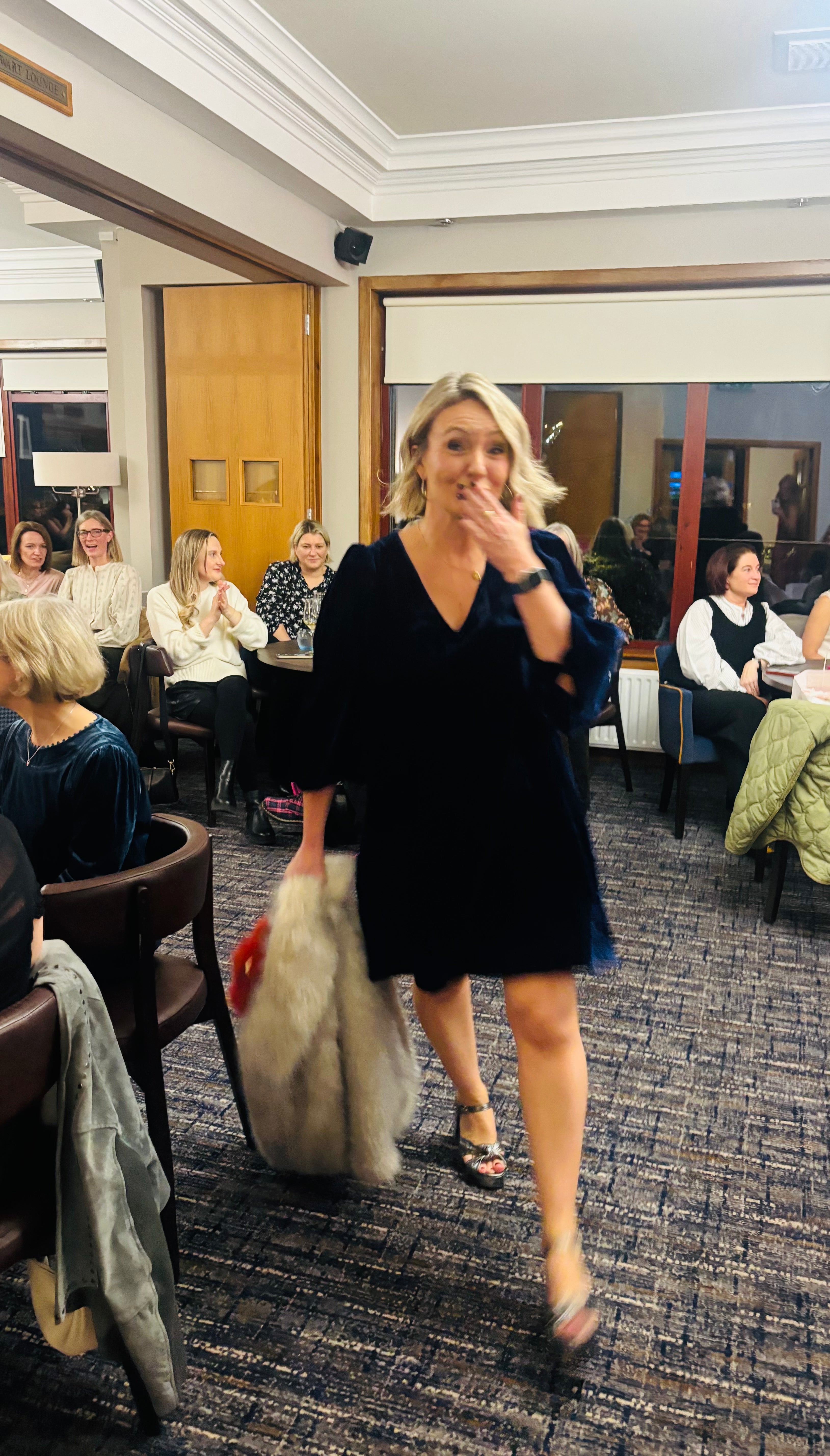 FRNCH Kelly Velvet Dress in Bleu Marine