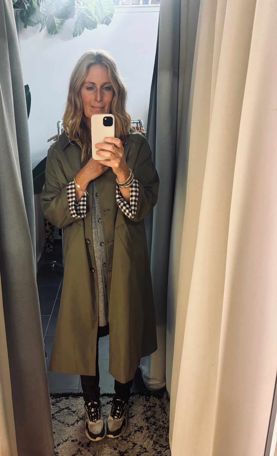 Khaki Jacket with Check Lining