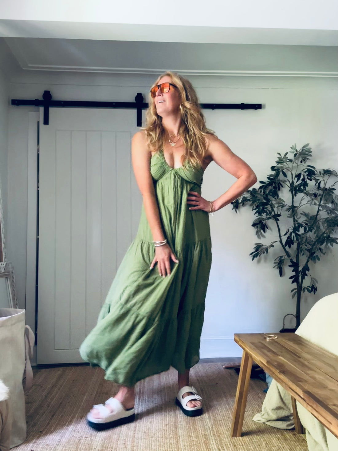 Lauren Halter Neck Dress in olive (One Size)
