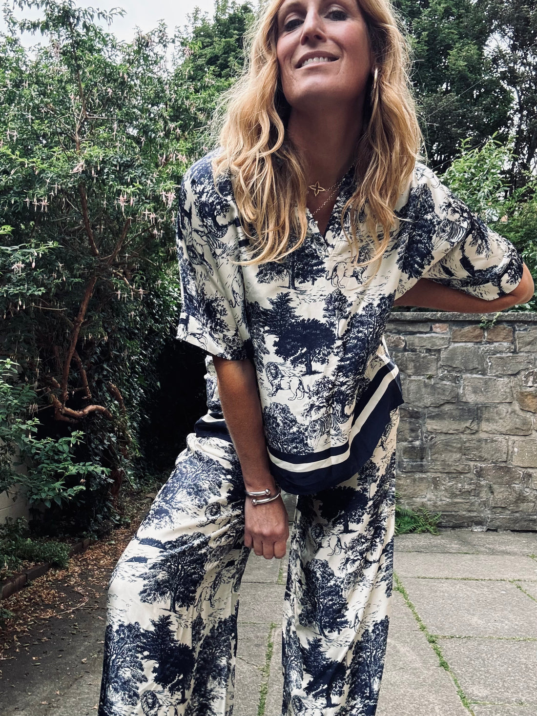 Marie Toile Print Top in Navy (ONE SIZE)