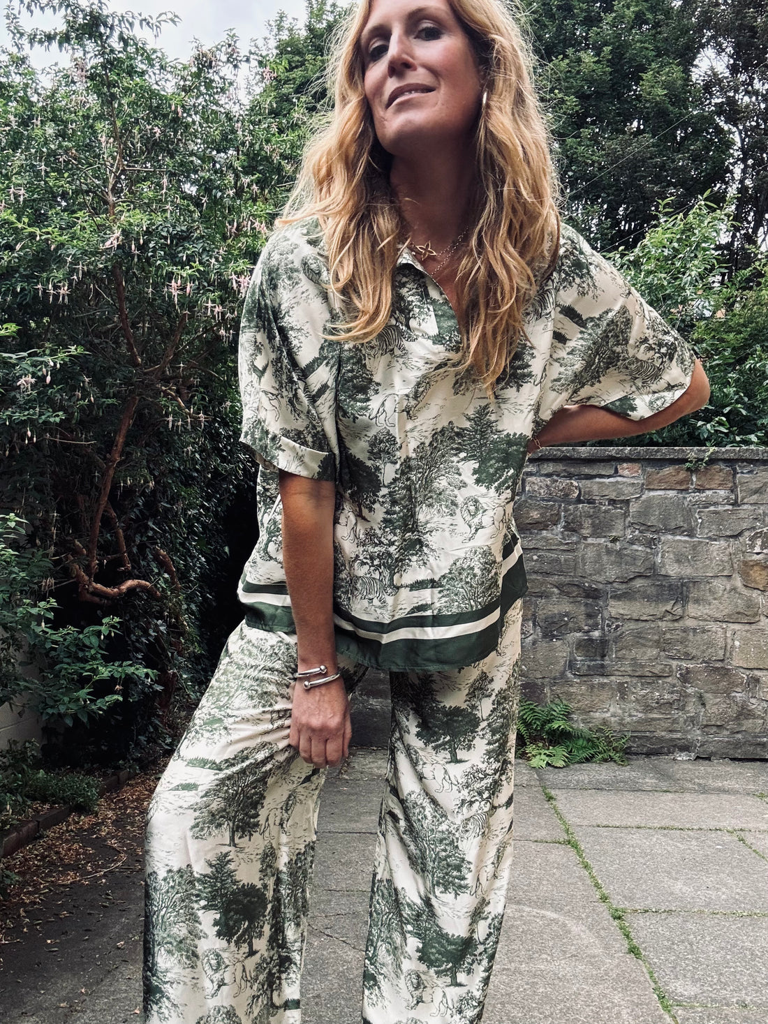 Marie Toile Print Top in Moss (ONE SIZE)