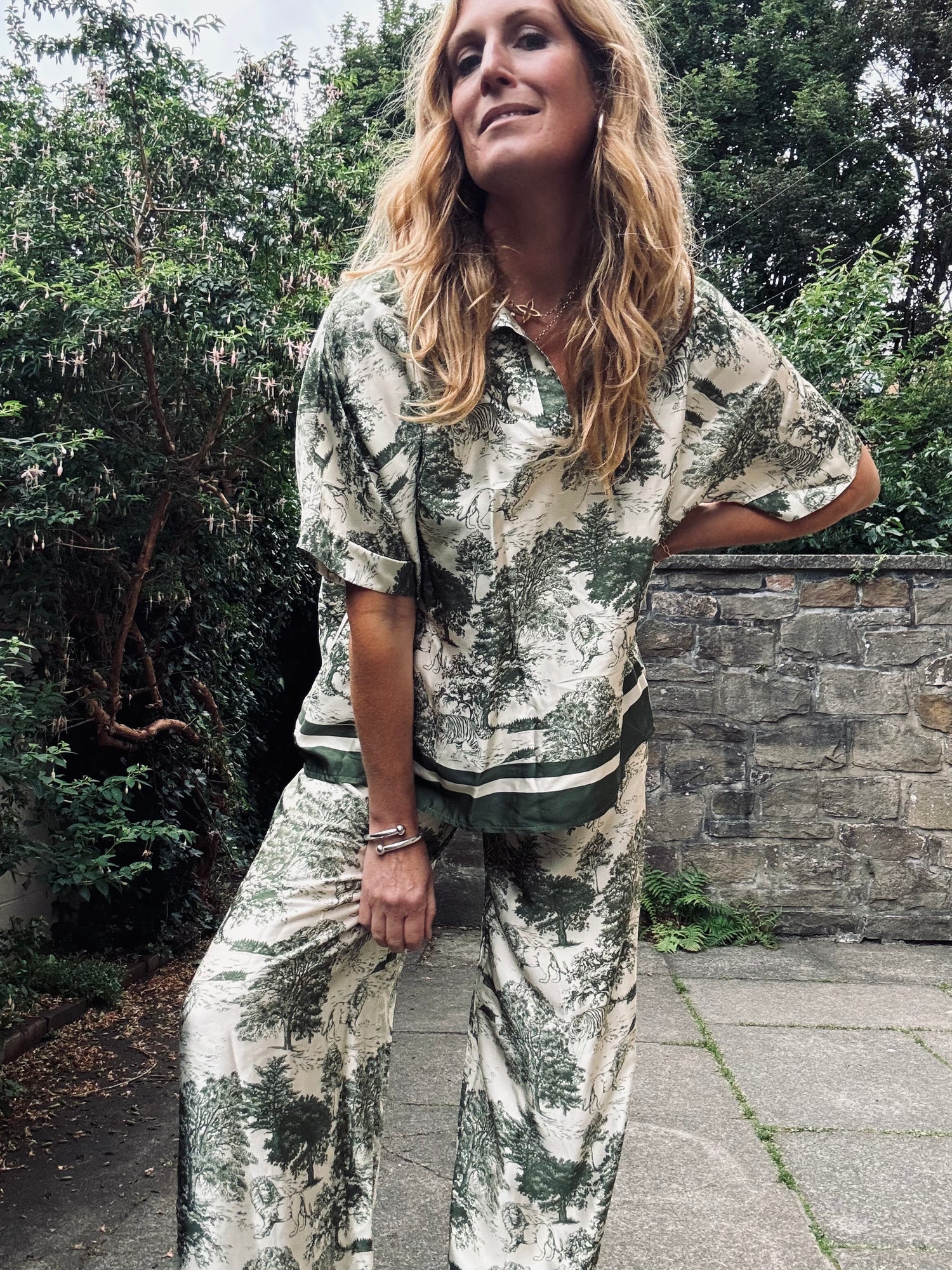Marie Toile Print Top in Moss (ONE SIZE)