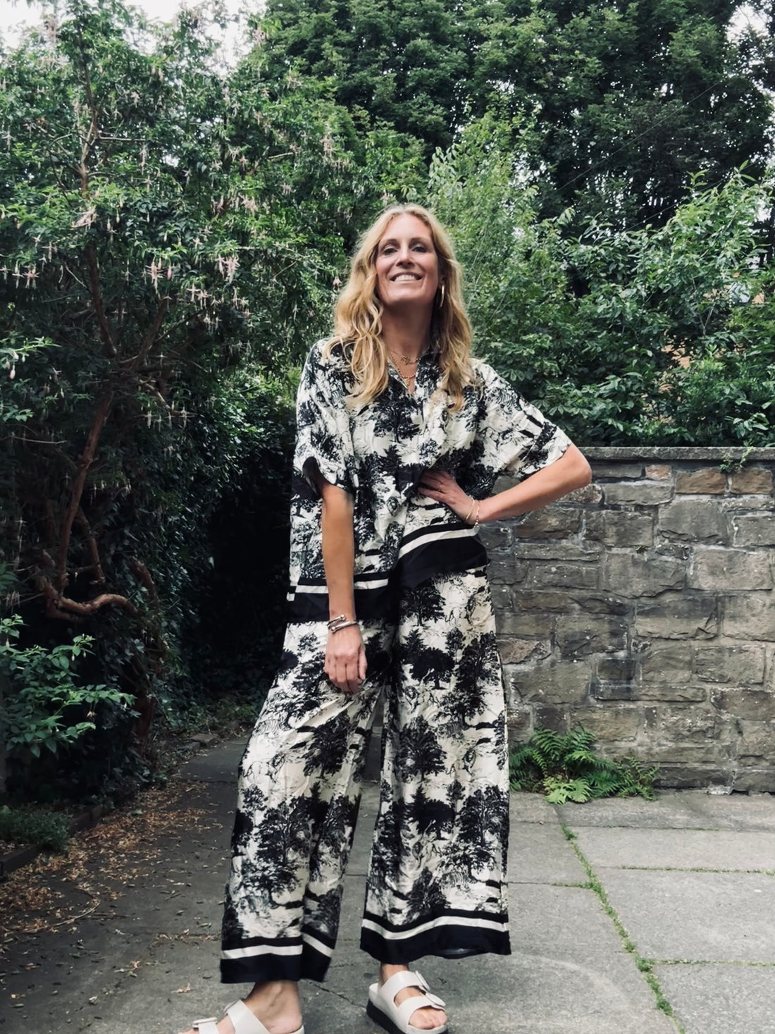 Antoinette Toile Print Trouser in Black (ONE SIZE)