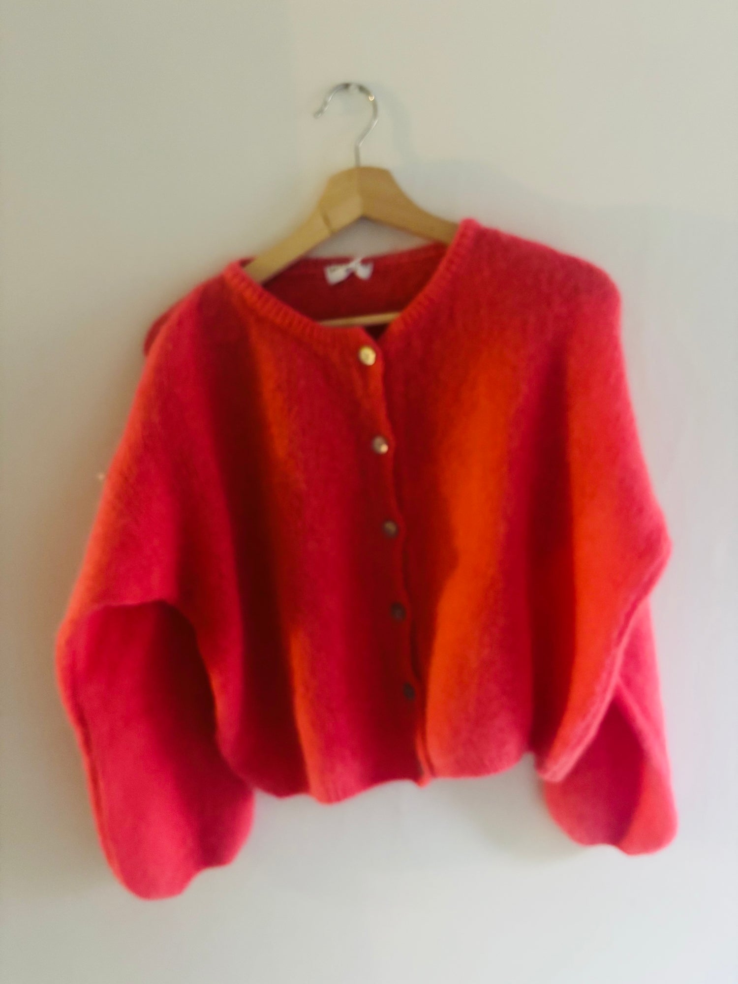 Tilly Mohair Cardigan in Coral(Long Sleeved) (ONE SIZE)