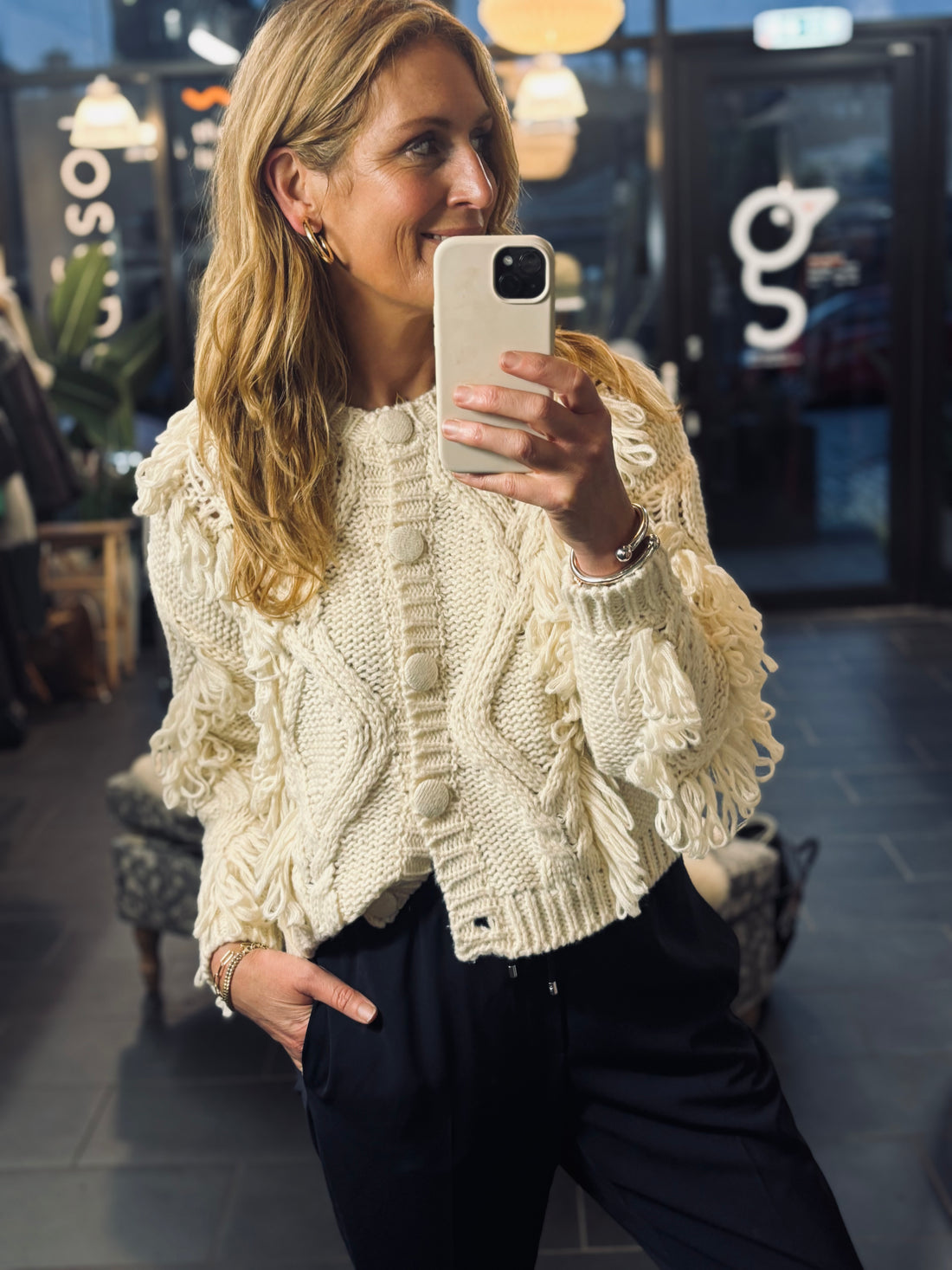 Lauren Knitted Cardigan in Soft White (ONE SIZE)