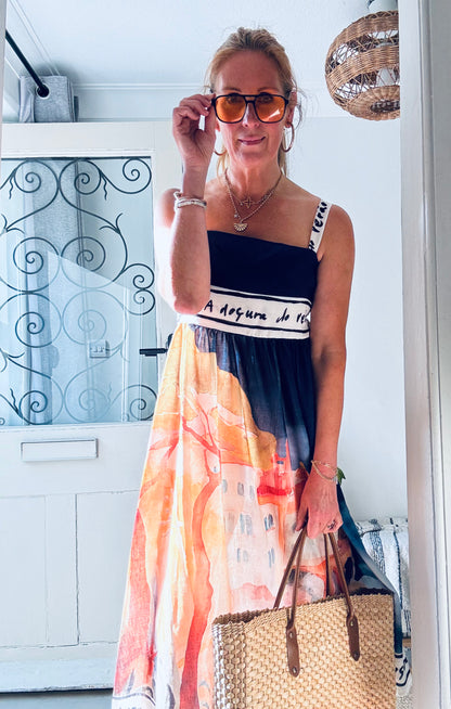 Martha Painted Print Dress with Straps (ONE SIZE)