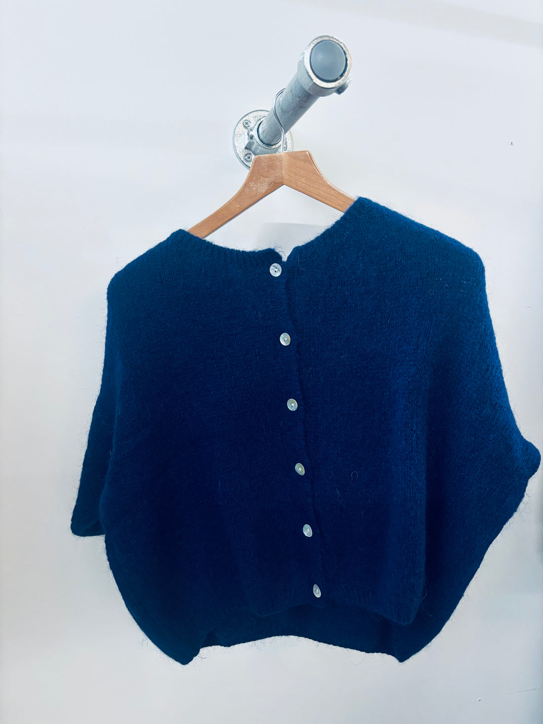 Tilly Mohair Cardigan in Navy Short Sleeve (ONE SIZE)