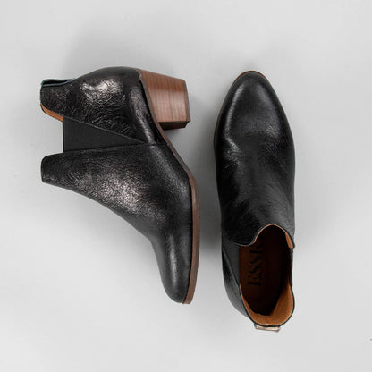 Esska Ginny Leather Black Block Heel Ankle Boot