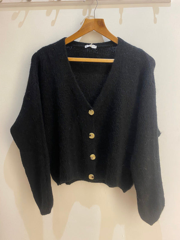 Trudy Mohair Cardigan in Black