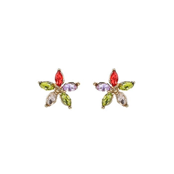 Crystal Rainbow Stud Flower Earrings
