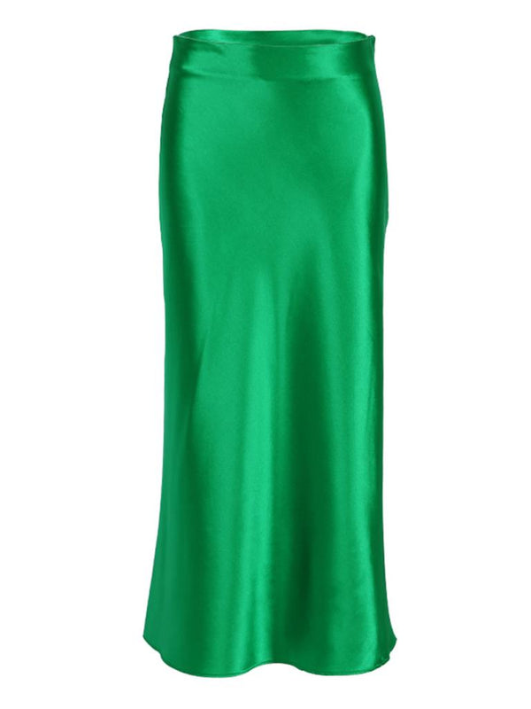 Emerald Green Satin Skirt