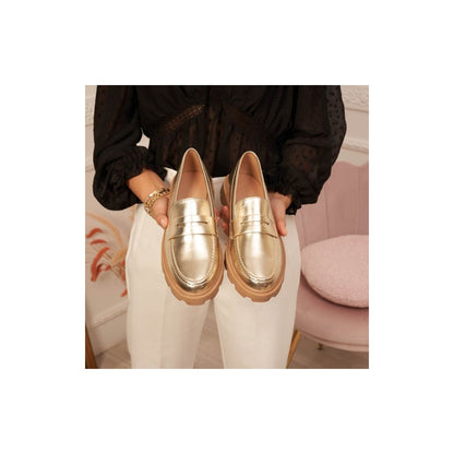 Amelia Vegan Leather Gold Loafer
