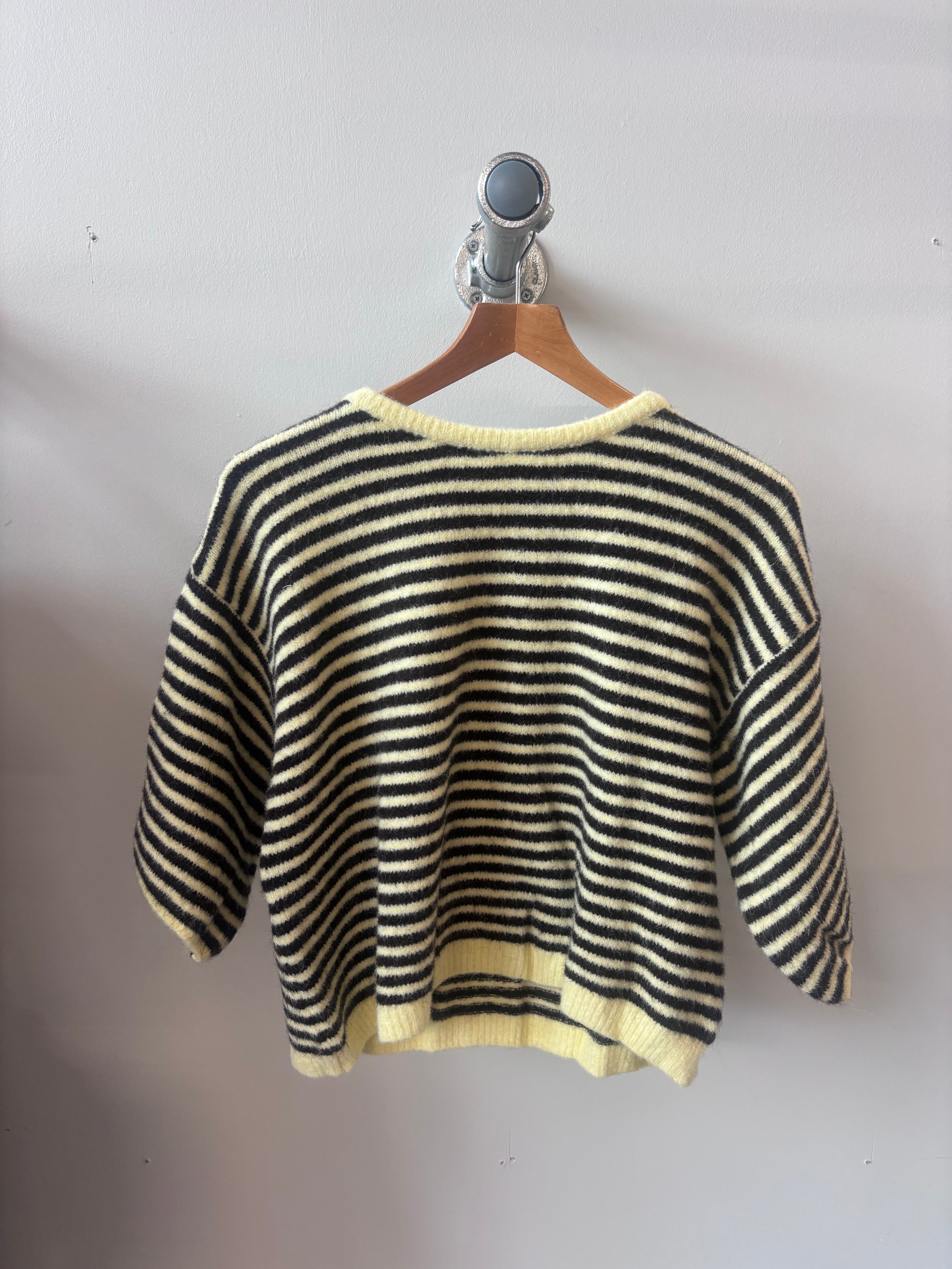 Alpaca Mix Stripey Knit Jumper (one size) Chocolate &amp; Yellow (Copy)