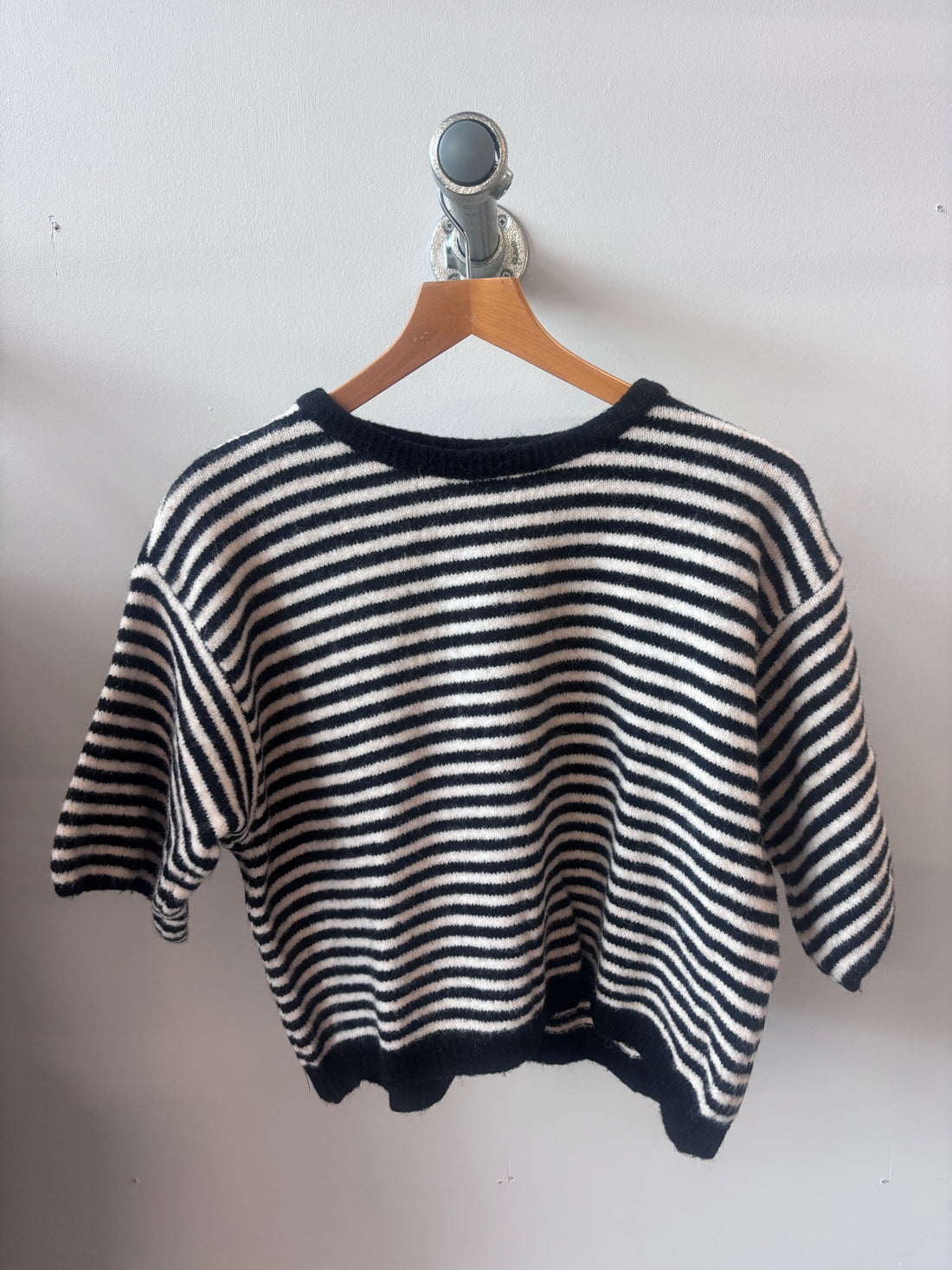 Alpaca Mix Stripey Knit Jumper (one size) Black and white