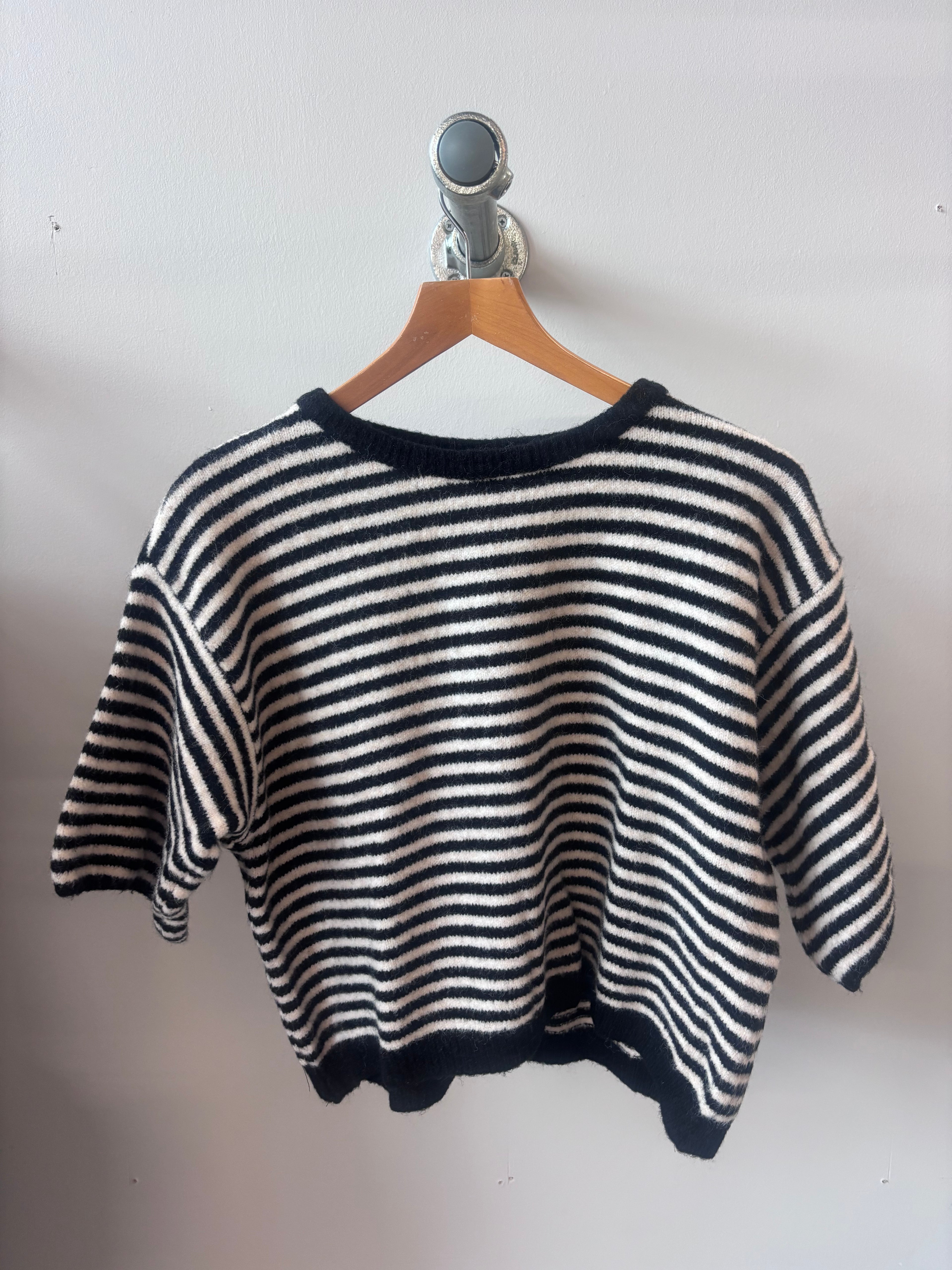 Alpaca Mix Stripey Knit Jumper (one size) Black and white