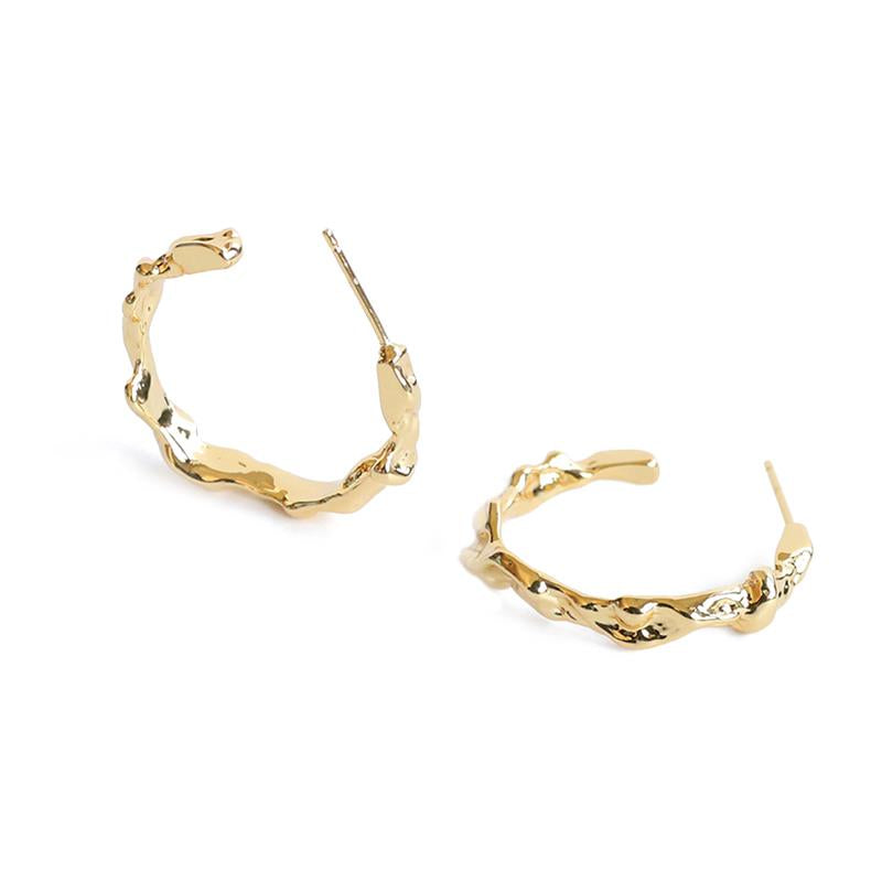 Misshaped Gold Hoop Earrings