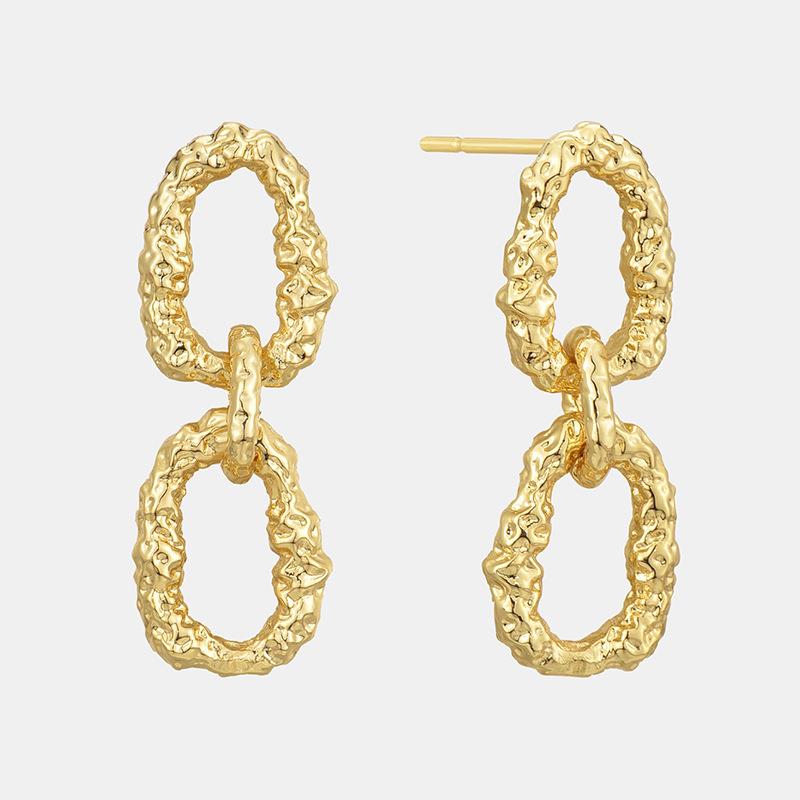 Hammered Gold Link Earrings