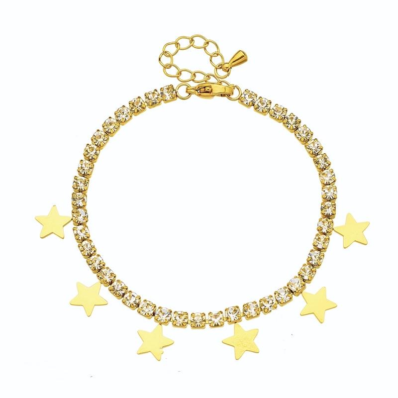 Star Charm Crystal Bracelet In Gold