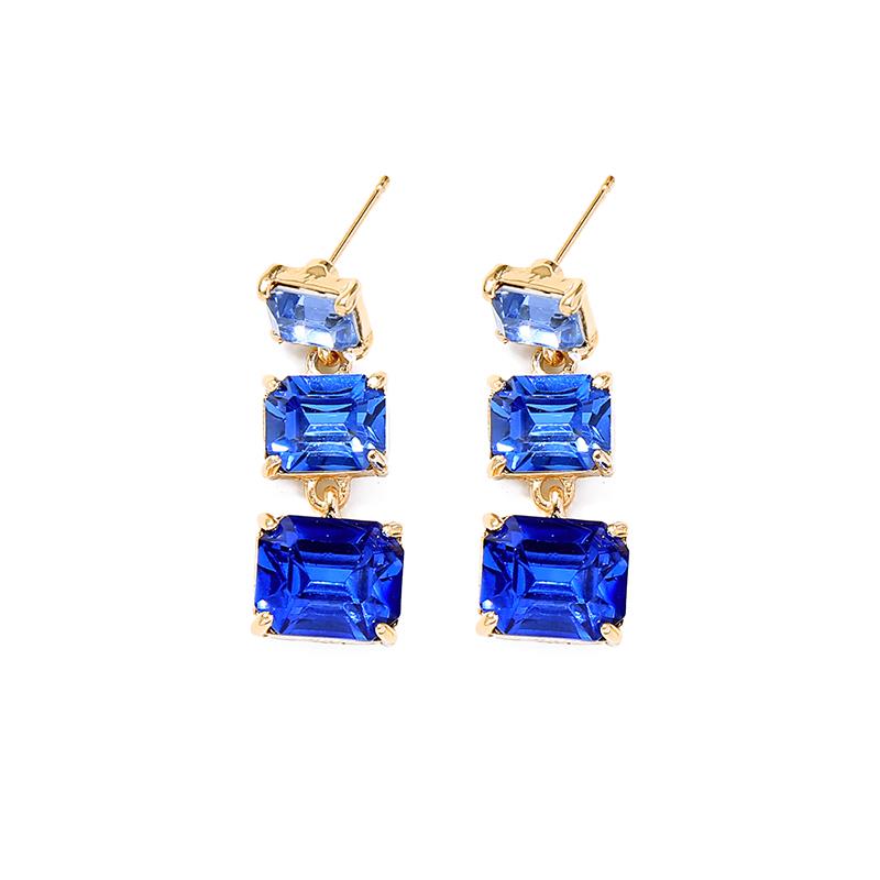 Triple Gem Earrings in Blue