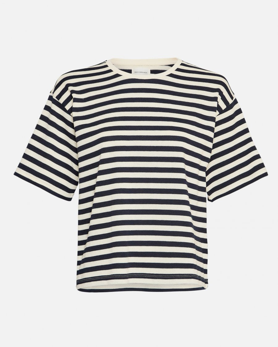 MSCH Bahara Short Sleeve Pullover In Black And White Stripe