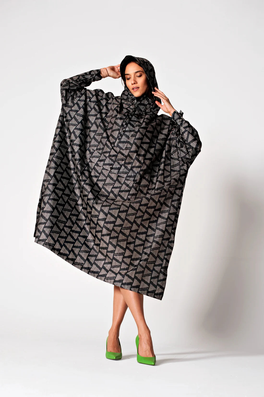 Rainkiss Moa Geometric Waterproof Poncho with Built in Carry Pouch (One Size)