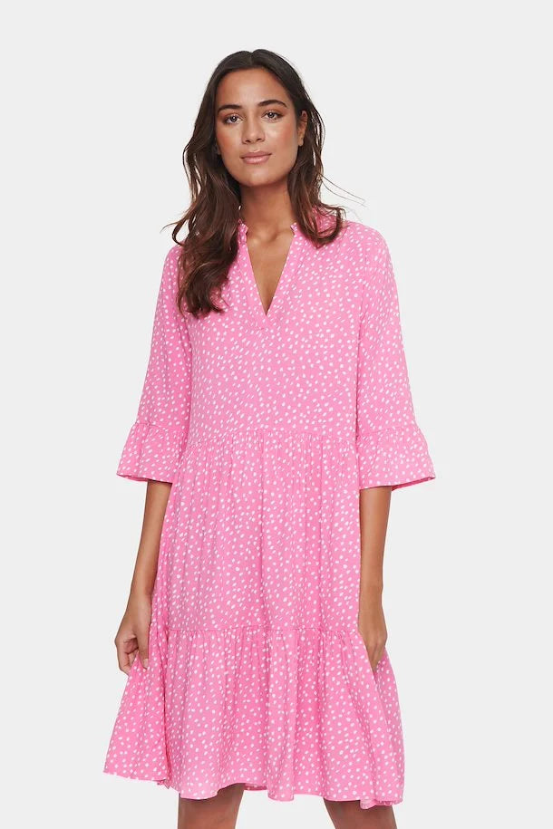 Saint Tropez Eda Dress In Pink Cosmos Dots