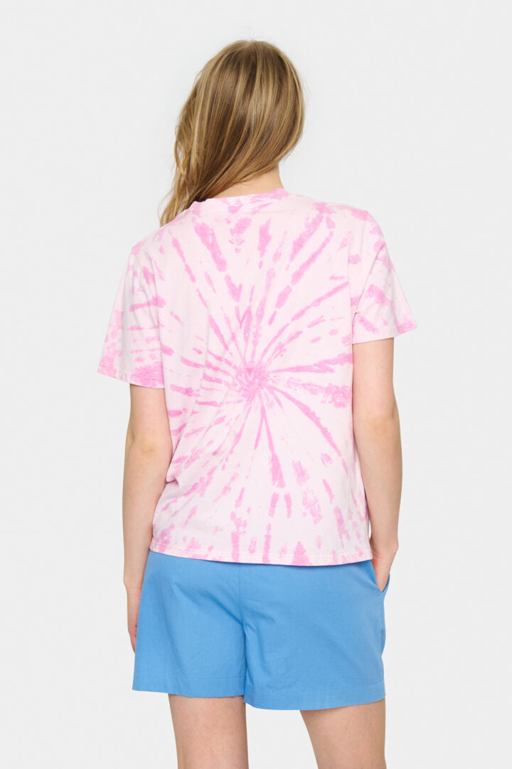 Saint Tropez Ellielou Cotton Tiedye Tshirt In Pink Cosmos