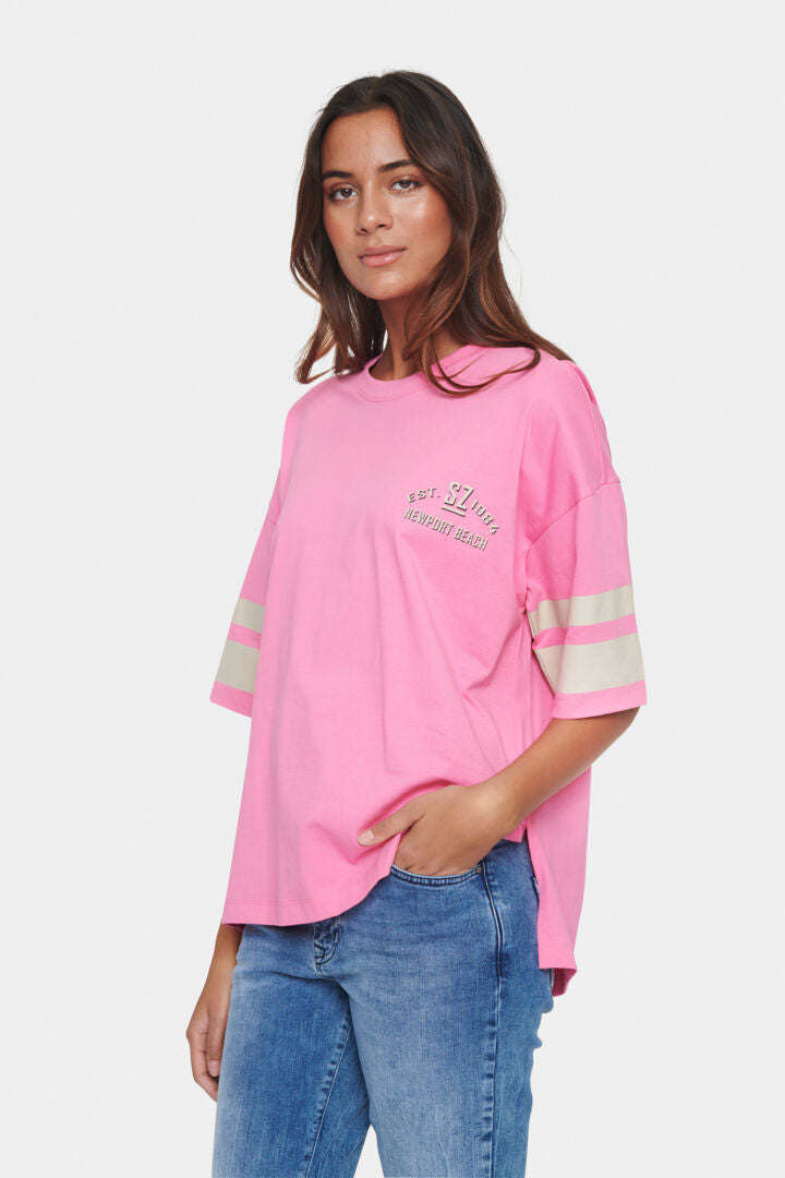 Saint Tropez Emeline Cotton T-shirt In Pink Cosmos