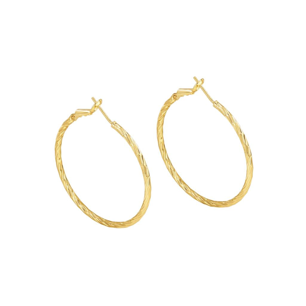 Etched Gold Hoop Earring