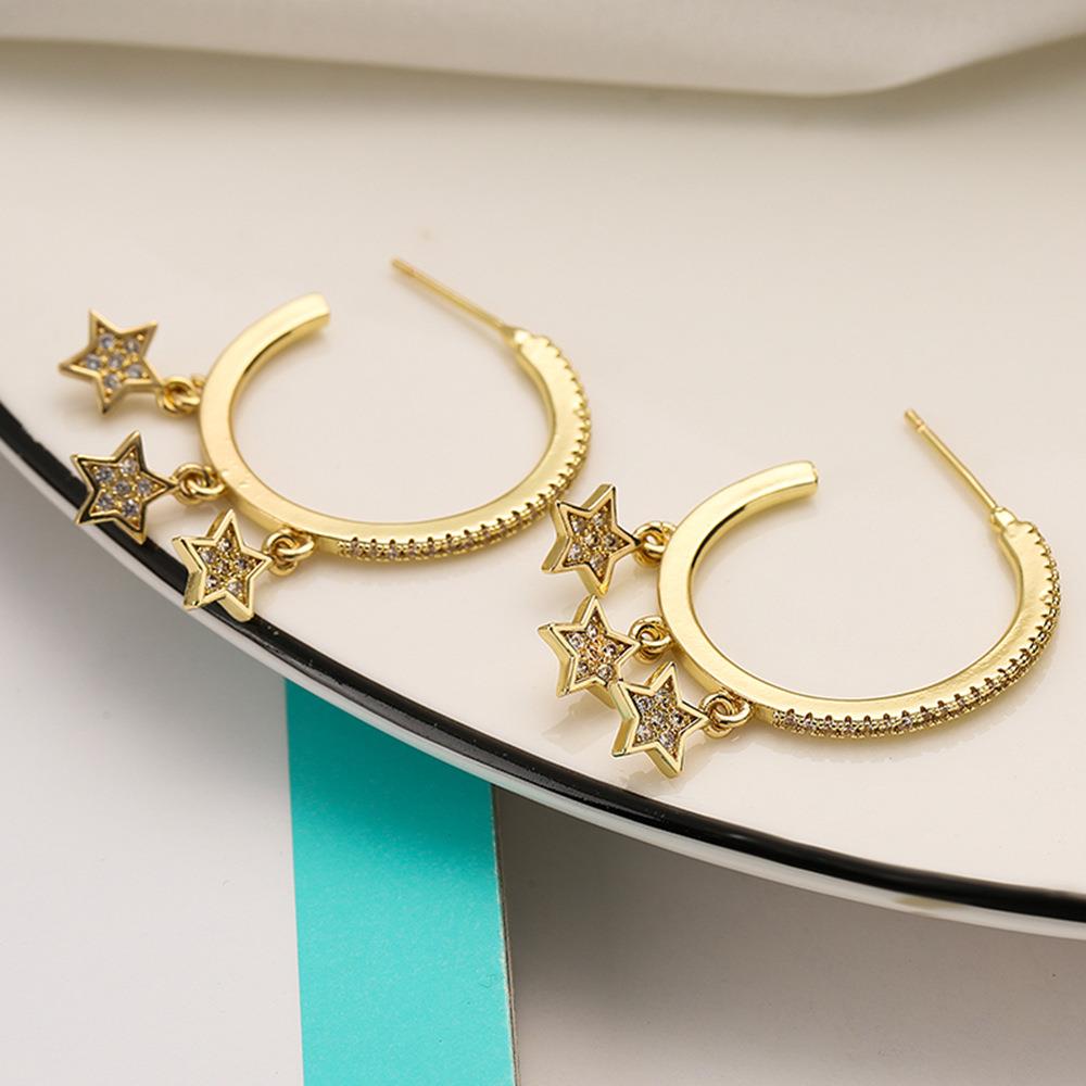 Tripple Star Hoop Earring