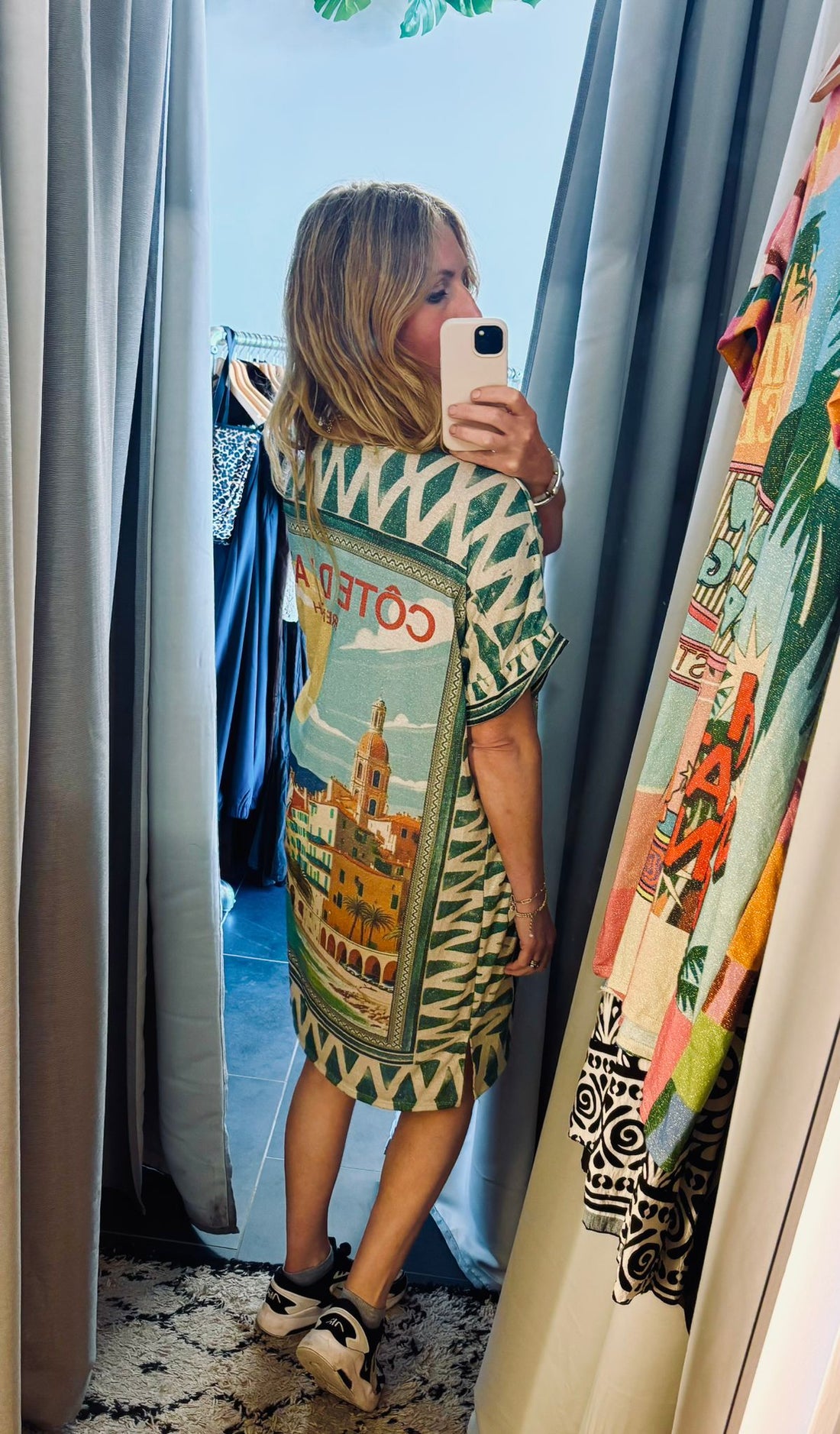 Azure Shorter Printed Lurex Dress (ONE SIZE)