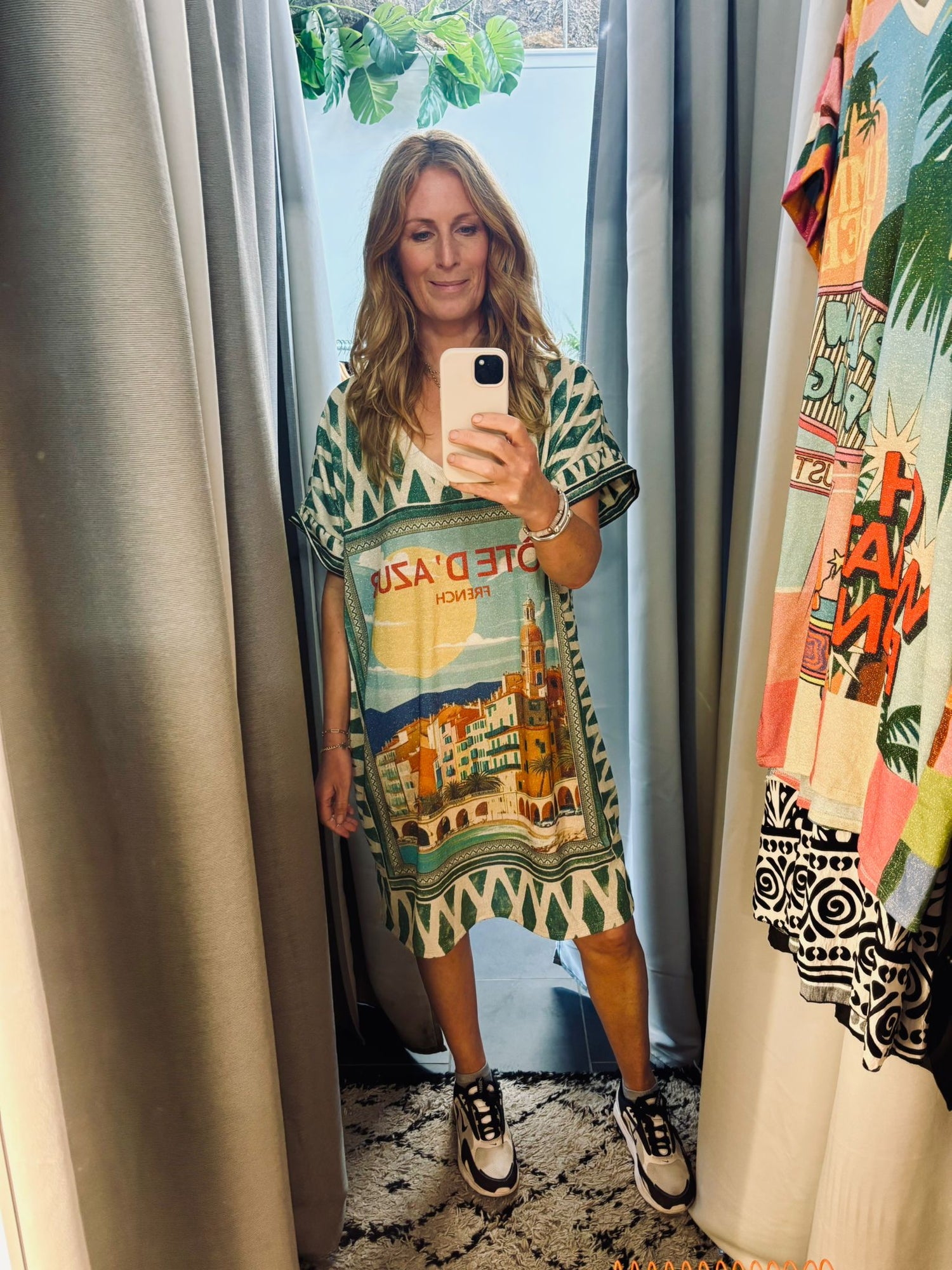 Azure Shorter Printed Lurex Dress (ONE SIZE)