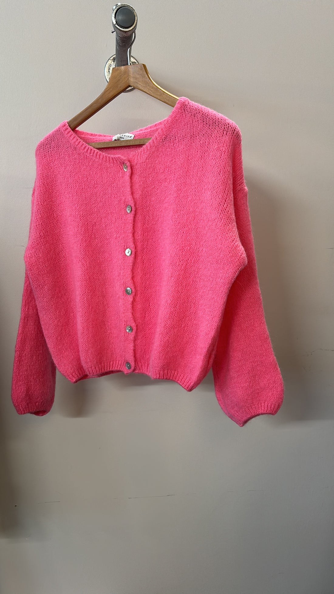 Tilly Mohair Cardigan in Bubblegum Pink (Long Sleeved) (ONE SIZE)